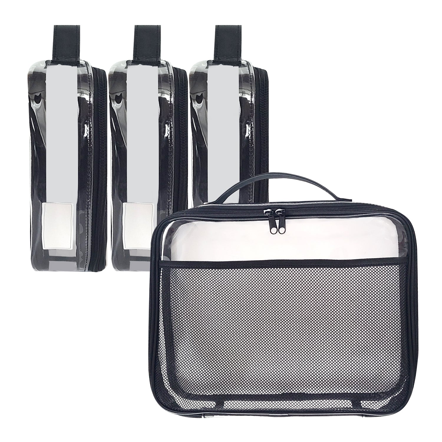 Holay PVC Zippered Blocks Set, Toy, Clay Storage Organizer Case (Name Tag,  Manual Pocket) (Black, 4Small)