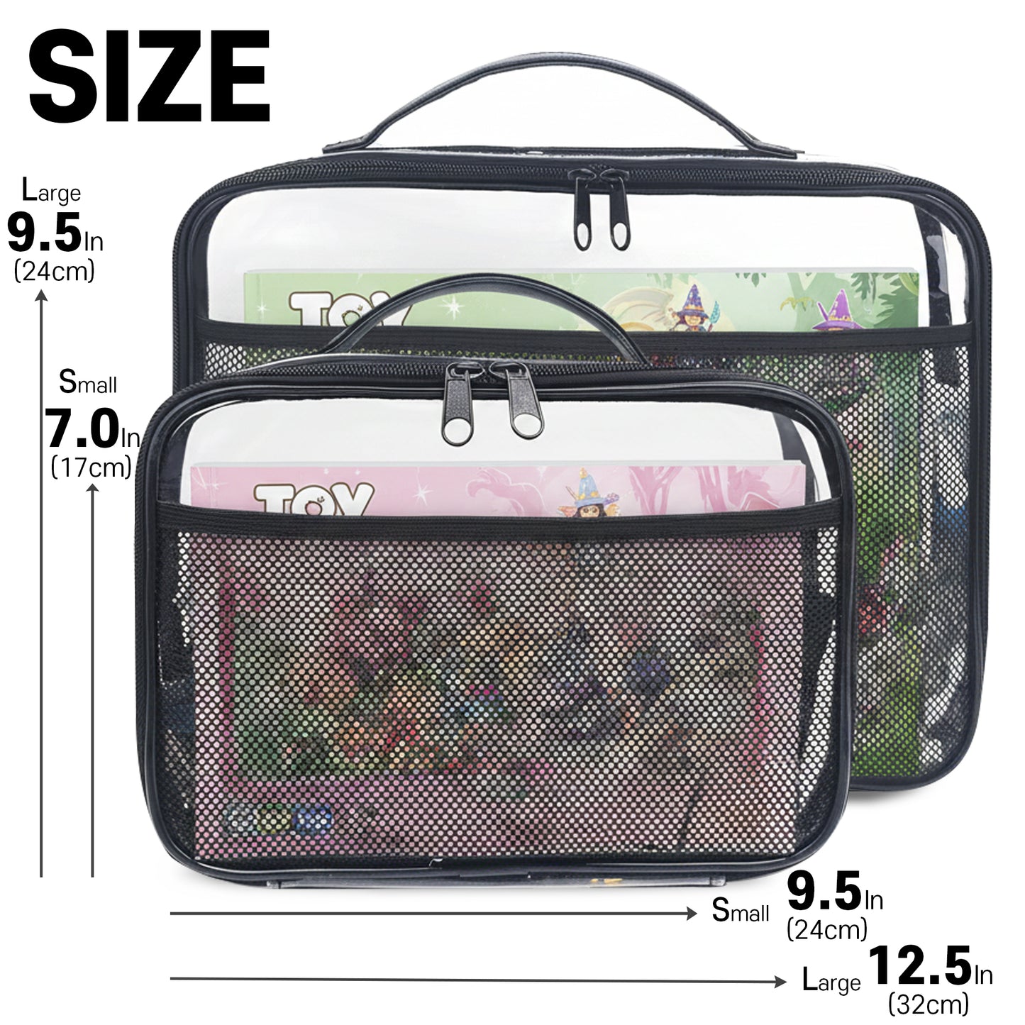 Holay 4 Packs PVC Zippered Storage (Name Tag, Manual Pocket)