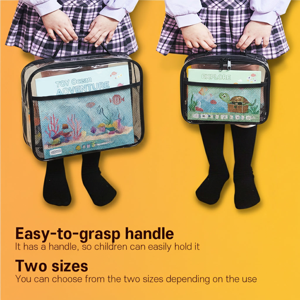 Holay 4 Packs PVC Zippered Storage (Name Tag, Manual Pocket)