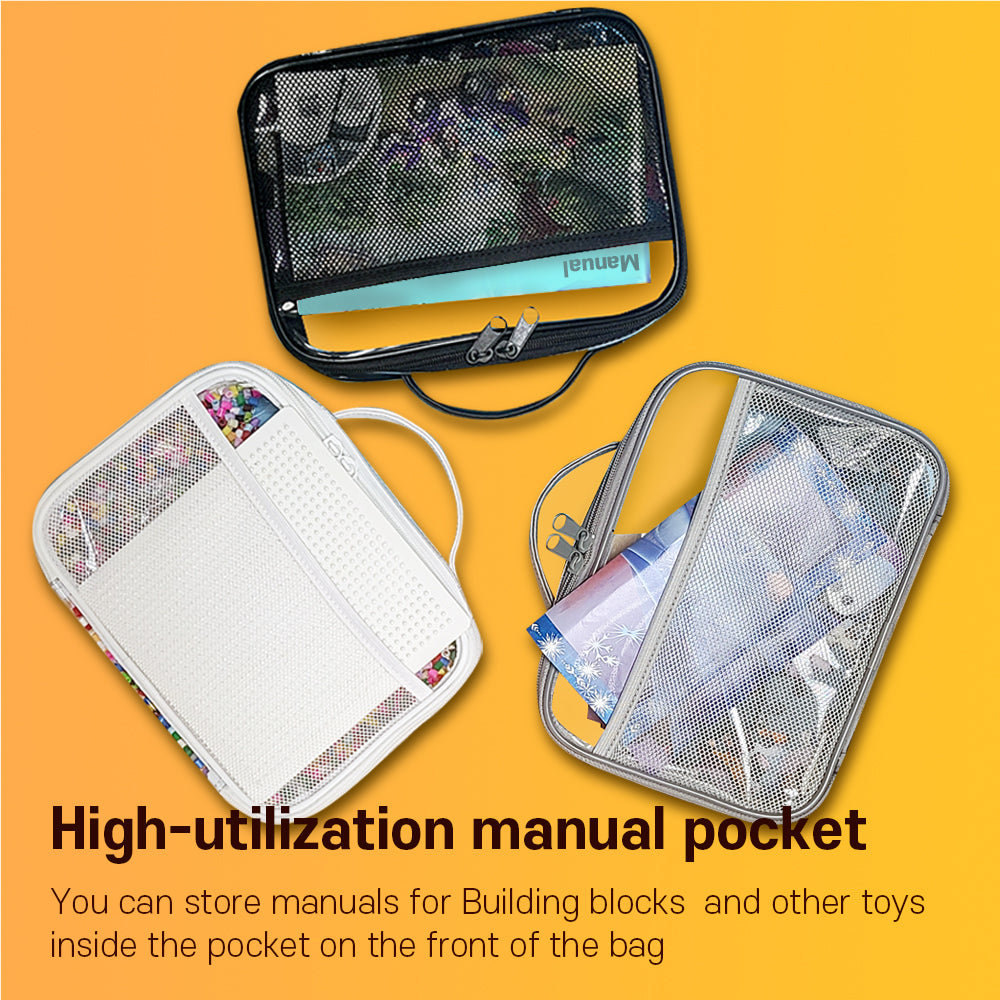 Holay Gray 4 Packs PVC Zippered Blocks Set, Toy, Clay Storage Organizer Case (Name Tag, Manual Pocket)