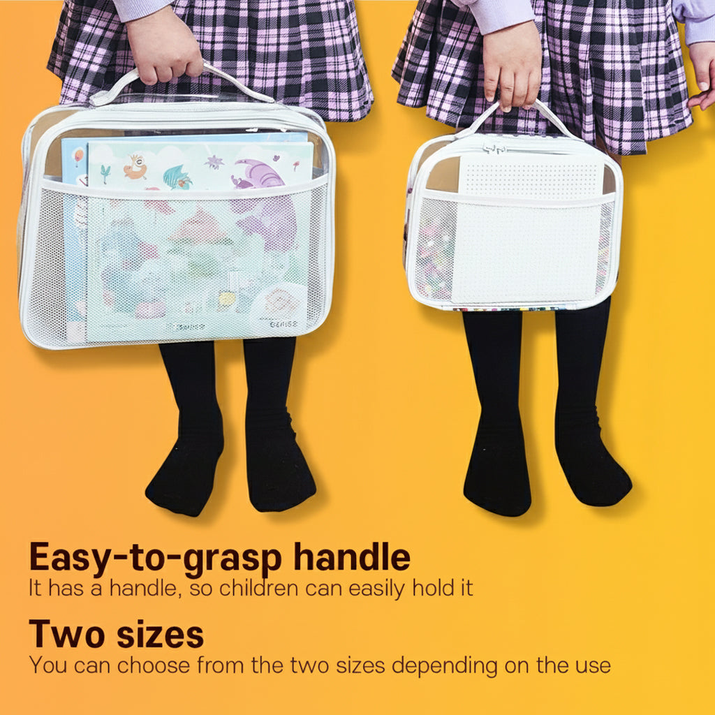 Holay White 4 Packs PVC Zippered Blocks Set, Toy, Clay Storage Organizer Case (Name Tag, Manual Pocket)