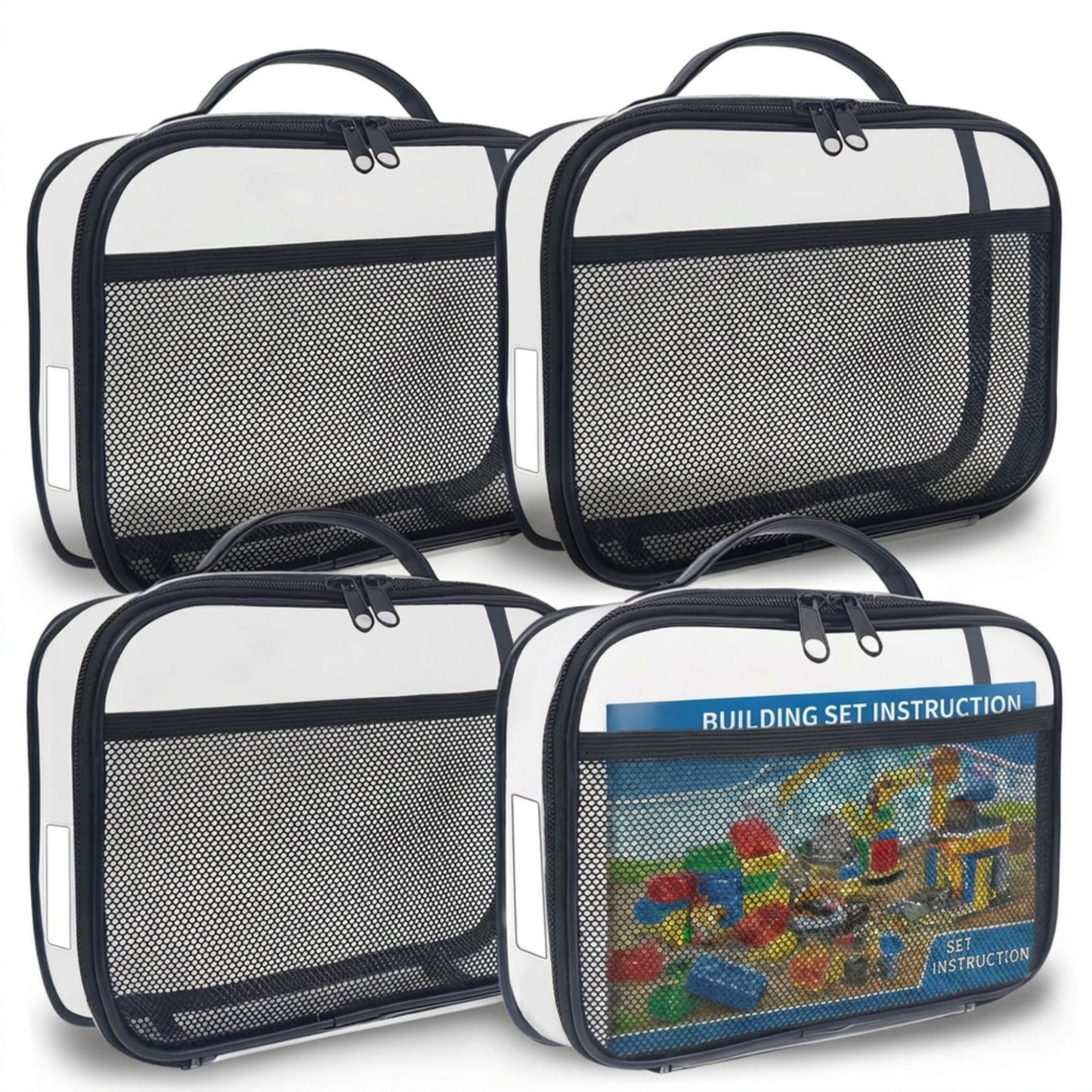 Holay 4 Packs PVC Zippered Storage (Name Tag, Manual Pocket)
