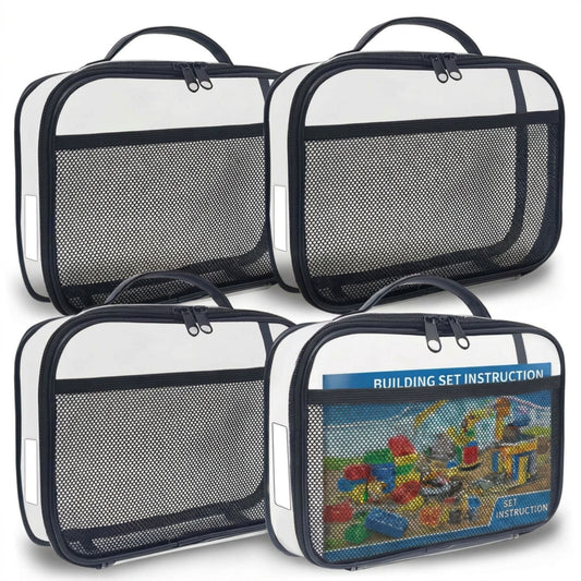 Holay 4 Packs PVC Zippered Storage (Name Tag, Manual Pocket)