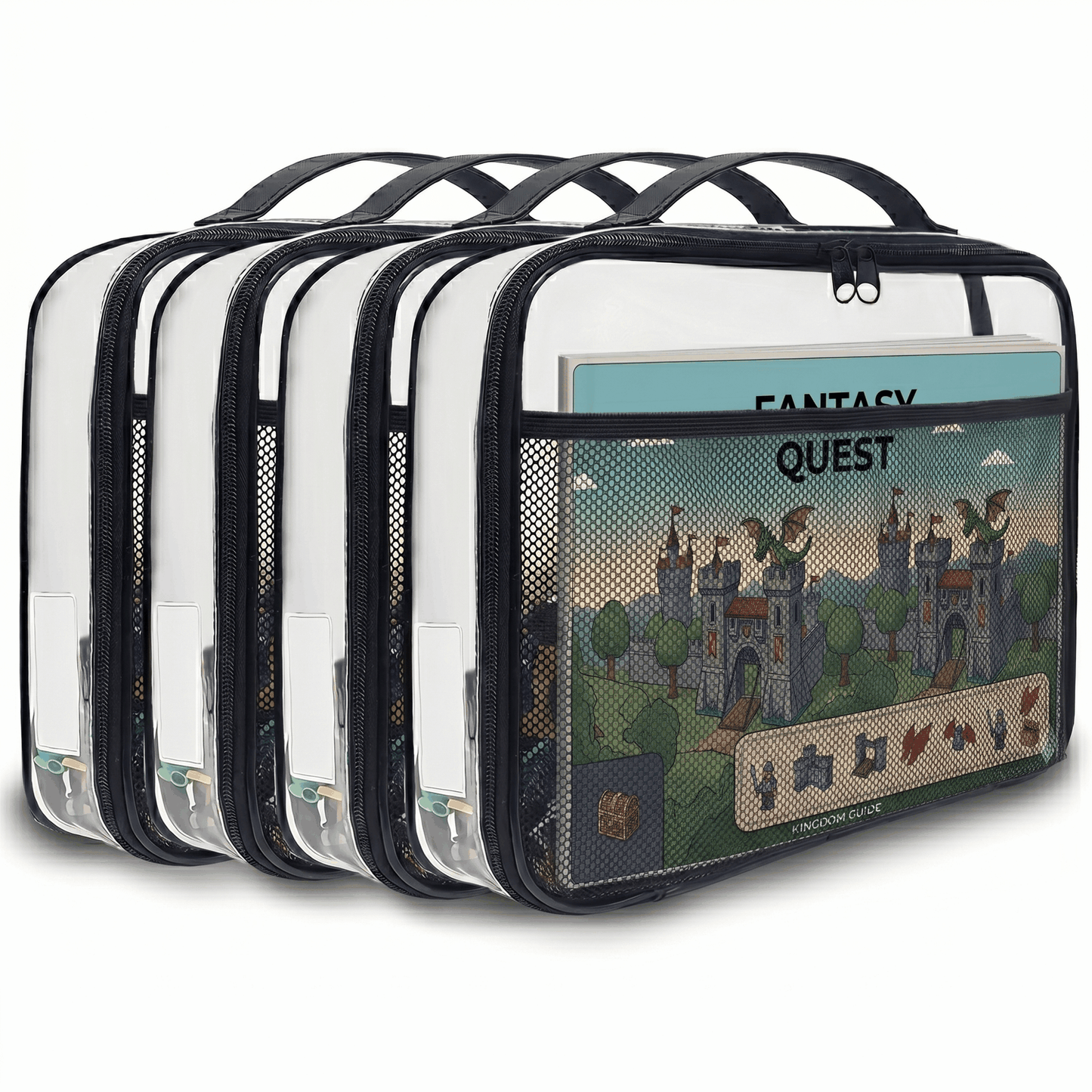 Holay 4 Packs PVC Zippered Storage (Name Tag, Manual Pocket)