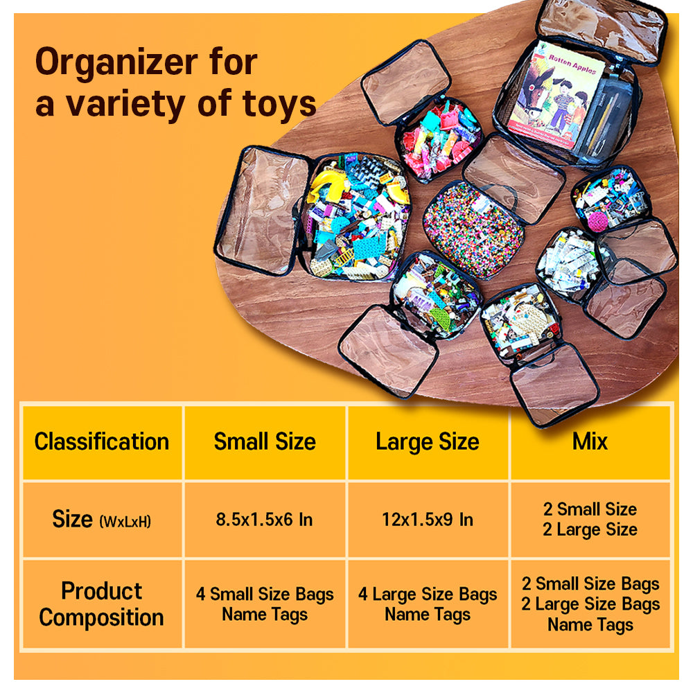 holay PVC Zippered Blocks Set, Toy, Clay Storage Organizer Case (Name Tag,  Manual Pocket) (Black, 1 Small)